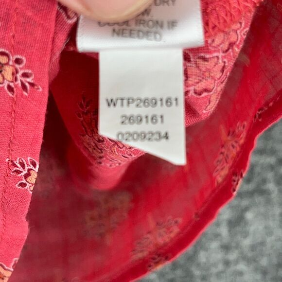 J.Jill Shirt Womens Extra Small Red Pearl Festival Boho Cottage Peasant Blouse - Picture 6 of 10